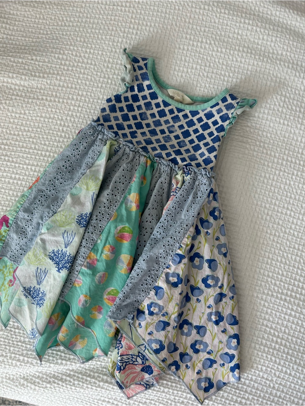 Matilda Jane Teal and Blue Patchwork Handkerchief Dress